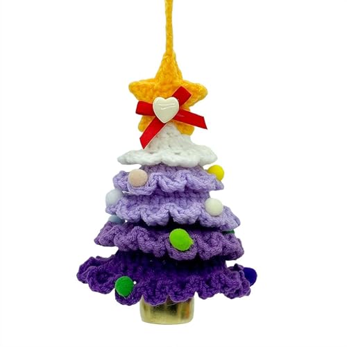YUYQAQ Häkel-Weihnachtsbaum-Set, handgefertigter gehäkelter Weihnachtsbaum, Farbverlauf, bunte hängende Ornamente für Freunde, Weihnachtsfeier-Dekorationen von YUYQAQ