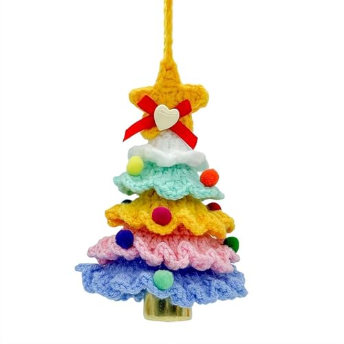 YUYQAQ Häkel-Weihnachtsbaum-Set, handgefertigter gehäkelter Weihnachtsbaum, Farbverlauf, bunte hängende Ornamente für Freunde, Weihnachtsfeier-Dekorationen von YUYQAQ