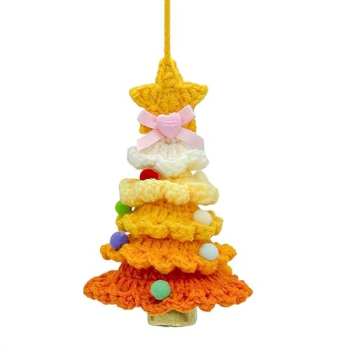 YUYQAQ Häkel-Weihnachtsbaum-Set, handgefertigter gehäkelter Weihnachtsbaum, Farbverlauf, bunte hängende Ornamente für Freunde, Weihnachtsfeier-Dekorationen von YUYQAQ