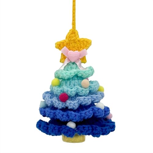 YUYQAQ Häkel-Weihnachtsbaum-Set, handgefertigter gehäkelter Weihnachtsbaum, Farbverlauf, bunte hängende Ornamente für Freunde, Weihnachtsfeier-Dekorationen von YUYQAQ