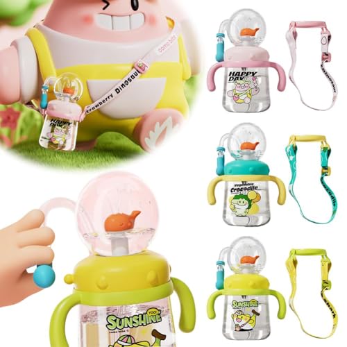 YUYQAQ Trinkbecher mit Walspritzer, beschwerte Schnabelbecher mit Deckel und Strohhalmen, zwei Griffen und verstellbarem Riemen, tragbar, auslaufsicher, kein Verschütten, niedliche Wasserflasche, 300 von YUYQAQ