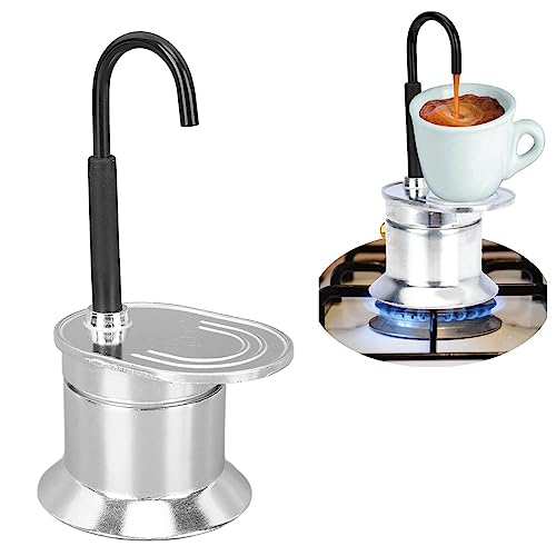 Herd Espressomaschine mit Einzelauslauf, Einzelrohr Moka Kanne, 1 Tasse, 50 Ml, Aluminiumlegierung, Auslauf, Herd, Italienische Kaffeemaschine für Partys Im Freien, Reisen von YUYTE