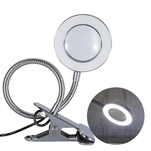 Led Usb Tattoo Beauty Lupenlampe, Tageslichtleuchte Lupenleuchte Usb, 2.5X Kaltlicht Lupenleuchte Metallschlauchclip Schwenkarm Schreibtischlampe Tattoo Lampe für Augenbraue Tattoo Maniküre Wimpernve von YUYTE