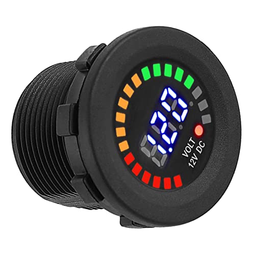 YUYTE 12V LED Digital Voltmeter 3-Farben LED-Anzeigespannungsmesser Wasserdichtem Batteriemonitor mit -System für Motorradauto-Bootsboot ATV UTV von YUYTE