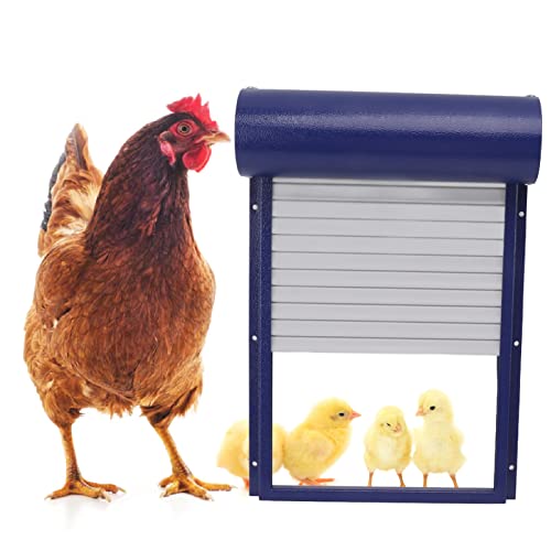 YUYTE Automatischer Hühnerstall-Türöffner mit Timer und Lichtsensor, Geflügel-Aluminium-Hühnerstalltüren mit Fernbedienung, 3-in-1-Hühnerstalltür für Zuchtfarm (Blau) von YUYTE