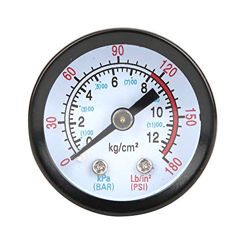 YUYTE Druckmessgerät Druckmessgerät Druckmesser 0-180 PSI 0-12Bar Leicht Auslese Zifferblatt Eisen Hülle 42mm für Schrauben Kolben Kompressoren von YUYTE