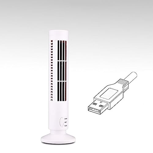 YUYTE Mini-USB-Turmventilator ohne Flügel, 2 Windgeschwindigkeiten und Modi, Leiser Standventilator für Schlafzimmer, Wohnzimmer, Heimbüro (Weiss) von YUYTE