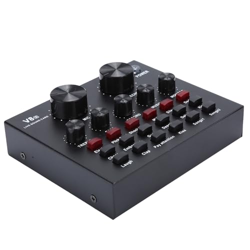 YUYTE V8 Live Sound Card USB Interface Computer Karaoke Sound Card mit Cloud Soundeffekten 48K 16bit für Streaming -Podcast - von YUYTE