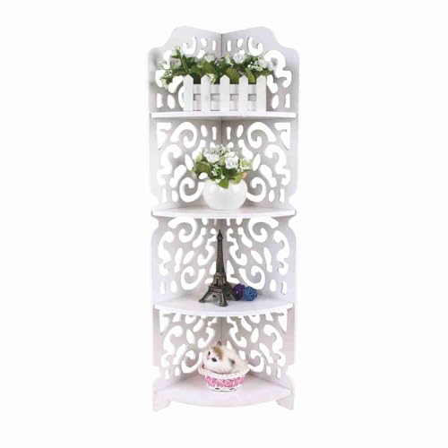 YUYTE Weiß 4 -Tier -Eckregal Geschnitzte Ausstellungsständer Kosmetische Lagerregal Badezimmerregal mit Barockschnitzemutern für Wohnzimmer Büro Schlafzimmer YUYTE Weiß 4 -Tier -Eckregal Geschnitzte Ausstellungsständer Kosmetische Lagerregal Badezimmerregal mit Barockschnitzemutern für Wohnzimmer Büro Schlafzimmer von YUYTE