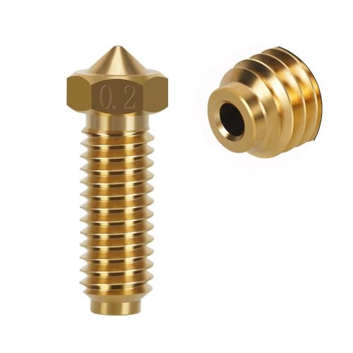 Kobra 3 Messingdüse, Upgrade mit hohem Durchfluss, abnehmbar, hohe Temperatur, verschleißfest, hohe Härte, M6-Gewindedüse für Anycubic Kobra 3 Düsen Hot End Kit (0,2 mm) von YUYUEMI