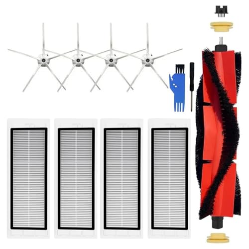 YUYUEMI 11-teiliges Kehrmaschinen-Set für Xiaomi Roborock S5 MAX S6 S60 S65 S6 MAXV S6 Pure E4 Roboter-Staubsauger mit 1 Rollenbürste, 4 Seitenbürsten, 4 HEPA-Filter, 1 Reinigungsbürste, 1 von YUYUEMI