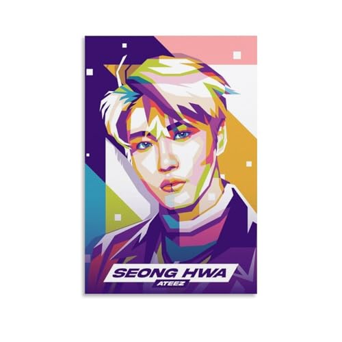 YUYUMEGDE ATEEZ SEONGHWA Poster Dekorative Malerei Leinwand Wandkunst Wohnzimmer Poster Schlafzimmer Malerei,Wandkunst Bilddruck Moderne Familienzimmer Dekor 12x18inch(30x45cm) von YUYUMEGDE