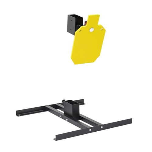 AR500 Stahlschießscheibe 3/8 Zoll Dicke mit Ständer - Hochwertige Schießscheibe für Präzisionstraining, Wiederauffangleiste für Schießstand, Sicher und Langlebig (Schwarz+Gelb) von YUYUZI