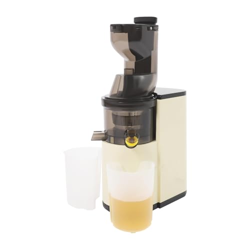 Slow Juicer Profesional - Geräuscharmer Kaltentsafter mit 98,5% Saftausbeute, Leicht zu Reinigen für Obst und Gemüse, 800W mit EU-Stecker (Beige) von YUYUZI