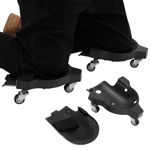 YUYUZI 2er-Set Rollender Knieschoner mit 360° Rädern – Ergonomisches Kniekissen zum Gleiten für Fliesenlegen & Gartenarbeit, Verstellbar & Leicht – Schützen Sie Ihre Knie mühelos (Schwarz) von YUYUZI