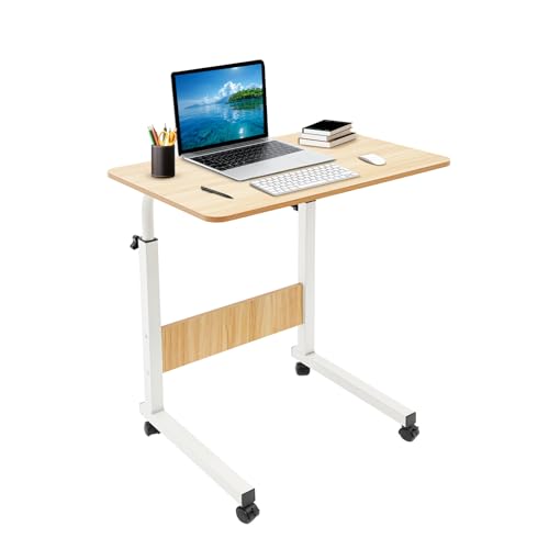 YUYUZI Höhenverstellbarer Laptop Tisch mit Rädern - Mobiler Schreibtisch 70-90cm verstellbar, Rollender Computertisch mit 4 Bremsen & 15kg Tragkraft, Ideal für Bett & Couch von YUYUZI