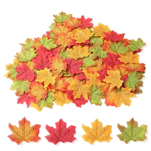 YUYWWAN 200 Stück Herbstblätter, Herbstdekoration Künstliche Ahornblatt, Autumn Leaves zum Basteln, Herbst Deko Blätter Künstlich Ahornblätter für DIY, Simulation Herbstwald, Gärten, Fotografie (A) von YUYWWAN