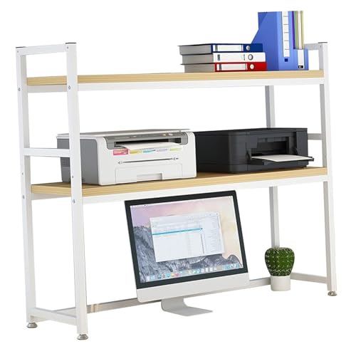 Schreibtisch-Bücherregal - 2-stufig Tisch-Organizer, Mehrzweck-Arbeitsplatten-Stall-Bücherregal, Verstellbares Desktop-Organizer-Rack, Für Büro-/Heimaufbewahrungs-Präsentationsständer(Color:Blanco,Siz von YUZDNM