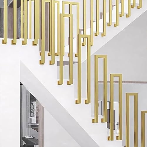 Treppenhaus Handlauf - U/M-Treppe Handlauf - Schmiedeeisen Treppengeländer, Übergangsgeländer Für Seitliche Installation, Stützstangen Für Dachbodenkorridore (Color : Gold M, Size : 45cm/17.7in) von YUZDNM