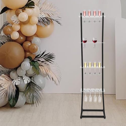YUZDNM Hohes Weinglasregal - Champagner-Wandhalter Für Partys Gold 4 Stöckig – Champagner Turmständer, Bodenmontiertes Weinglas-Stielglasregal Aus Acryl(Black) von YUZDNM