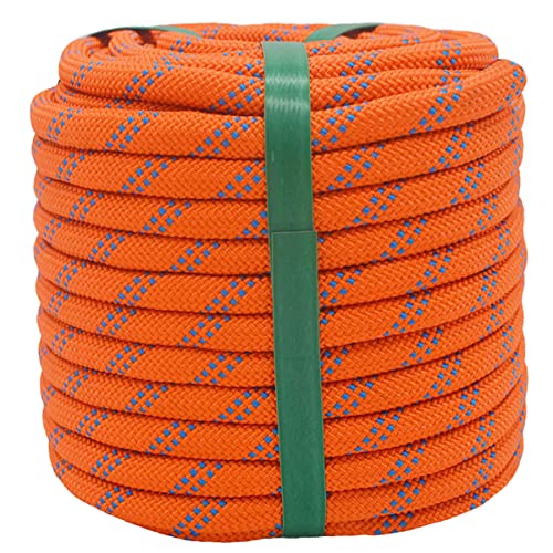 YUZENET Geflochtenes Polyester-Arboristen-Takelage-Seil (0,95 cm x 30,3 m), starkes Zugseil für Klettern, Segeln, Camping, Schaukeln, Orange/Blau von YUZENET