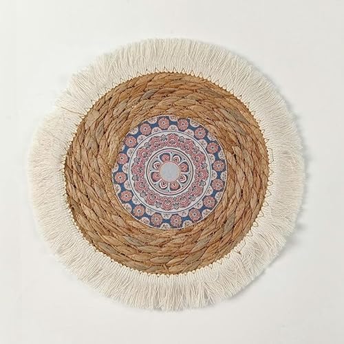 Dekorative Tischsets, 1/5 Stück 25 cm runde gewebte Tischsets mit Quasten, aus natürlicher Wasserhyazinthe, geflochtene Stroh for den Esstisch(With Tassels4 25cm) von YUZGUHEY