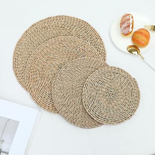 Dekorative Tischsets, 11–30 cm runde/elliptisch gewebte Tischsets, natürliche Maisschalen-/Wasserhyazinthen-Tischsets, geflochtene Stroh-Rattan-Tischsets, handgewebte(11cm) von YUZGUHEY
