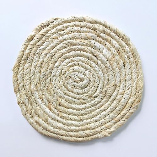 Dekorative Tischsets, 11-30CM gewebte Tischsets aus natürlicher Maisschale/Wasserhyazinthe, geflochtene Stroh Rattan, handgewebte(Corn Husk,30cm) von YUZGUHEY