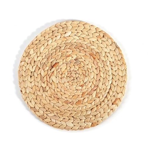 Dekorative Tischsets, 11–38 cm runde gewebte Tischsets, aus natürlicher Wasserhyazinthe, geflochtene Stroh for den Esstisch(18cm Natural) von YUZGUHEY