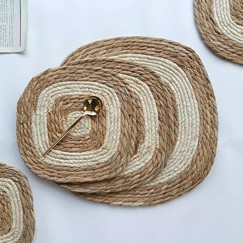 Dekorative Tischsets, 20–35 cm große Boho-Rattan-Tischsets, natürliche handgewebte Tischsets, Wasserhyazinthen-Tischsets, rustikale geflochtene Korb-Tischsets for den Esstisch(30cm) von YUZGUHEY