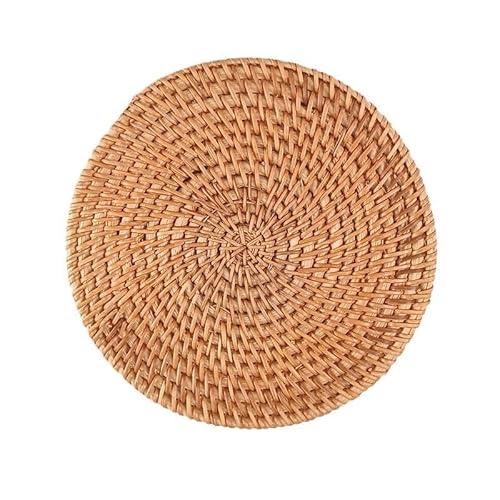 Dekorative Tischsets, 8–22 cm runde Boho-Rattan-Tischsets, natürliche handgewebte Tischsets, rustikale geflochtene aus Korbgeflecht for den Esstisch(16cm) von YUZGUHEY