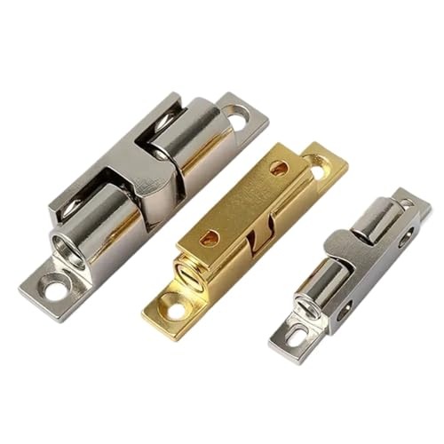 Schiebetürschloss, Türverschluss, 10 Stück, 40/50/70 mm, Federstahl, Kugelperlenschloss, doppelter Messing-Kupfer-Türverschluss, Dämpferpuffer, Schrank-Spannriegel(Silver 50mm) von YUZGUHEY