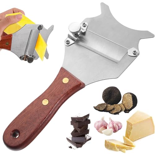 1 Stück Flach Trüffelhobel 19,5 cm * 8 cm Professioneller Edelstahl Trüffel Käsehobel Cheese Slicer mit Einstellbarer Dicke Geeignet zum Schneiden von Trüffeln Käse Schokolade Butter von YUZHEDM