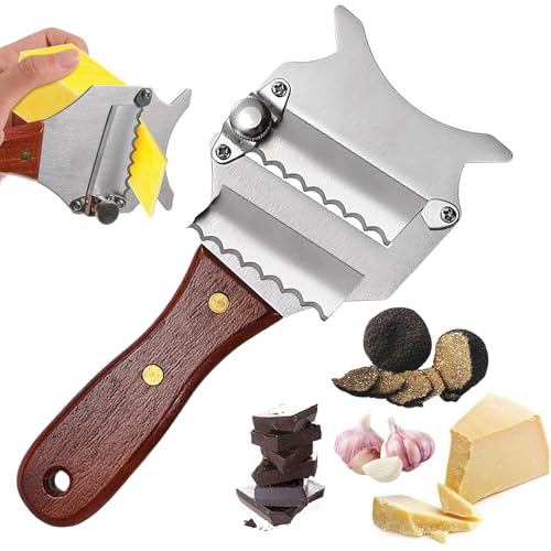 1 Stück Sägezahn Trüffelhobel 19,5 cm * 8 cm Professioneller Edelstahl Trüffel Käsehobel Cheese Slicer mit Einstellbarer Dicke Geeignet zum Schneiden von Trüffeln Käse Schokolade Butter von YUZHEDM