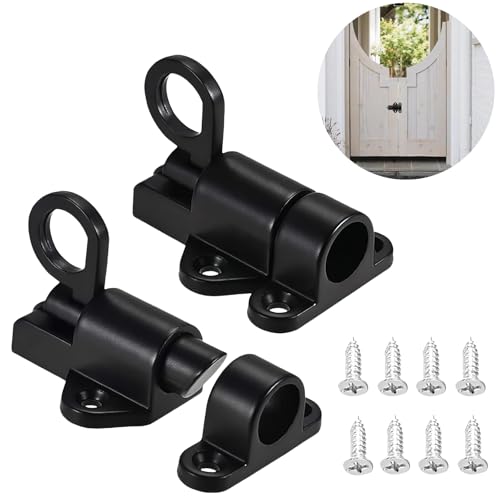 2 Stück Türriegel mit Schrauben, 58mm Automatisch Zurückspringen Schlossriegel Robust Langlebig Gartentor Riegel Breites Anwendungsspektrum Schieberiegel Aluminiumlegierung Türsicherung (Schwarz) von YUZHEDM