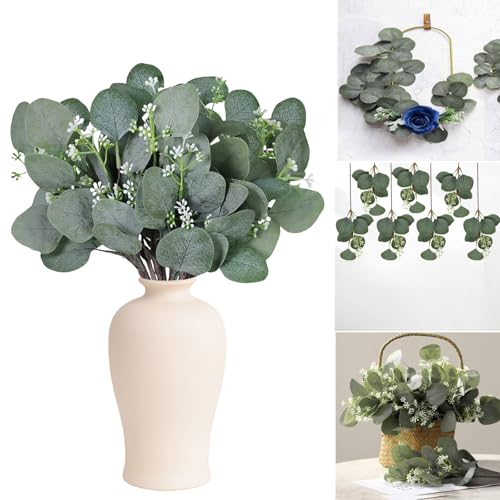 YUZHEDM 15 Artificial Eucalyptus Leaves Greenery Eucalyptus Leaves Branches Nstlichen Eukalyptusblätter Künstliche Eukalyptus Weihnachten Geeignet für Hochzeits- Garten- Innen- und Außendekoration von YUZHEDM