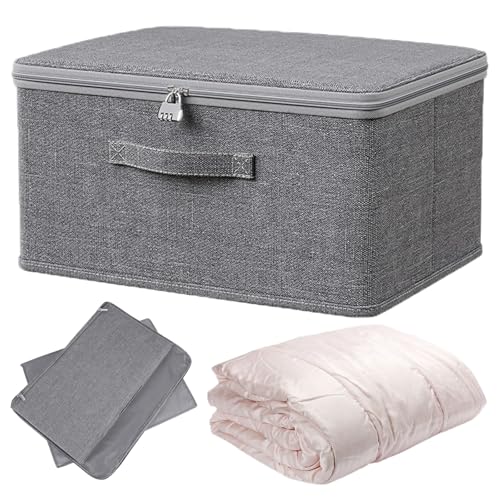 YUZHEDM Storage Boxes Abschließbare Box 40*30*21cm Boxen Aufbewahrung Faltbar mit Deckel Aufbewahrungsbox mit Deckel Stoff Geeignet zur Aufbewahrung von Spielzeug Kleidung Steppdecken Medikamenten. von YUZHEDM