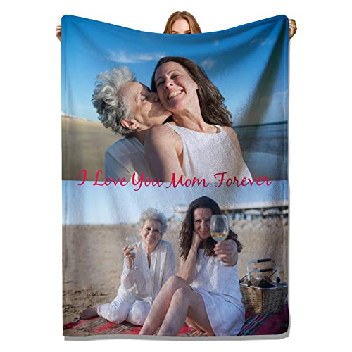 YUzzles Decke mit personalisierten Fototexten, Bilder Collage Throw Blankets, für Paare Freunde Familie Haustiere Geschenke (2 Fotos) von YUzzles