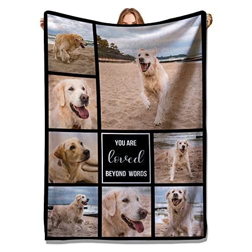 YUzzles Decke mit personalisierten Fototexten, Bilder Collage Throw Blankets, für Paare Freunde Familie Haustiere Geschenke (8 Fotos) von YUzzles