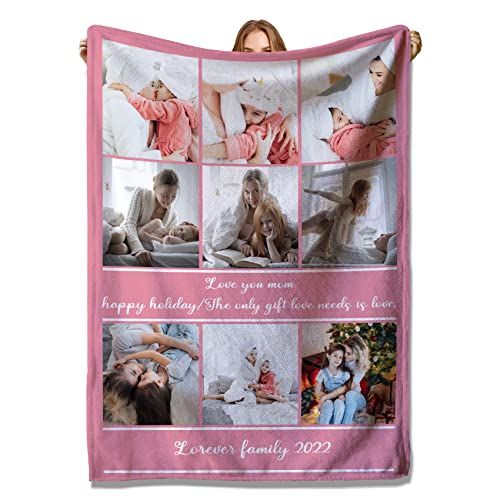 YUzzles Decke mit personalisierten Fototexten, Bilder Collage Throw Blankets, für Paare Freunde Familie Haustiere Geschenke (9 Fotos) von YUzzles