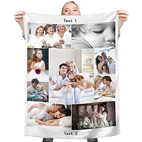 YUzzles Personalisierte Decke Fotodecke Mit Eigenem Foto Name,Super Weich Personalisierte Foto,Personalisierte Geschenk Für Freunde Familie Geburtstag Weihnachten (9 Fotos, 120 * 150cm) von YUzzles