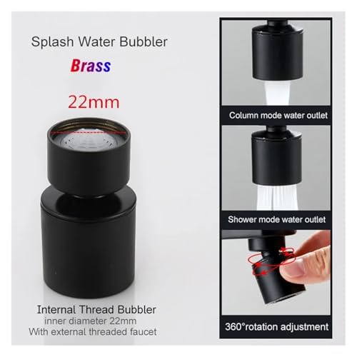 1080 ° Universal Rotation Wasserhahn Extender Sprayer Kopf Küche Roboter Arm Verlängerung Wasserhähne Mixer Belüfter Bubbler Düse(360 Degree Black) von YVAAASIYC