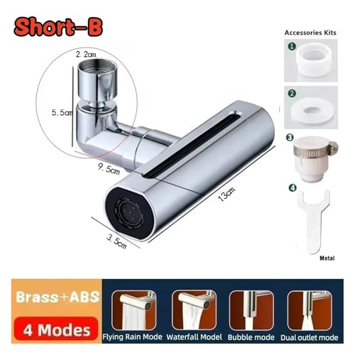 720° Drehung 4-in-1 Küchenarmatur 4-Funktion Küchenspülenverlängerung Sprühdüse Hochdruck for Spüle(Short-B) von YVAAASIYC