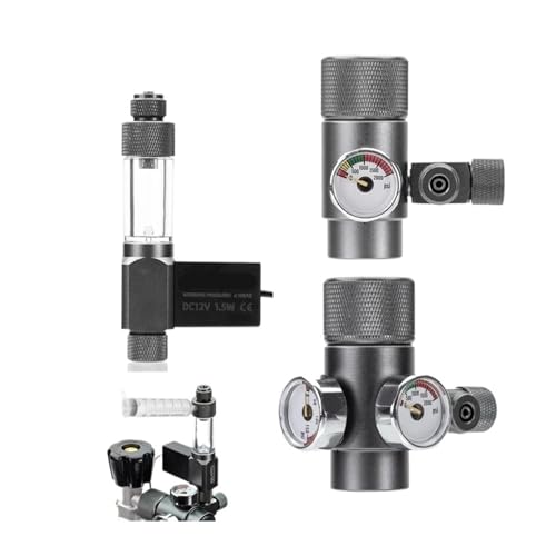 Aquarium Co2 Regler Mini System Kohlendioxid Reduzierer Magnetventil Zylinder Zubehör Angeln Tank Kit Blase(GRAY) von YVAAASIYC