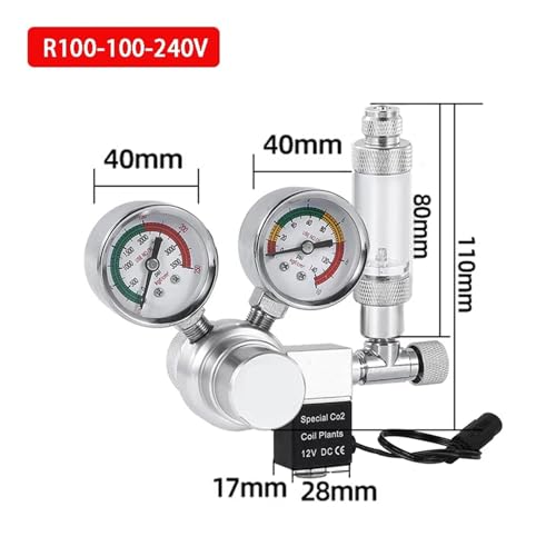 DIY Aquarium CO2-Regler Magnetventil Kit Rückschlagventil CO2-Steuerungssystem Zylinder Reduzierventil(R100-100-240V) von YVAAASIYC