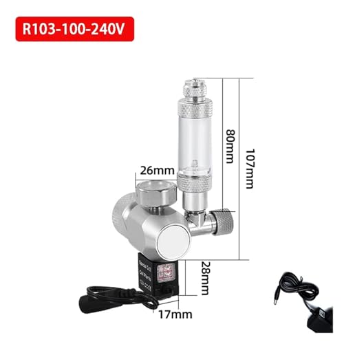 DIY Aquarium CO2-Regler Magnetventil Kit Rückschlagventil CO2-Steuerungssystem Zylinder Reduzierventil(R103-100-240V) von YVAAASIYC