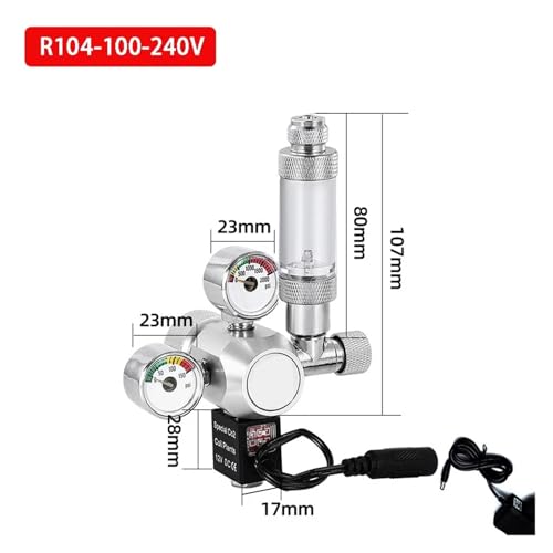 DIY Aquarium CO2-Regler Magnetventil Kit Rückschlagventil CO2-Steuerungssystem Zylinder Reduzierventil(R104-100-240V) von YVAAASIYC