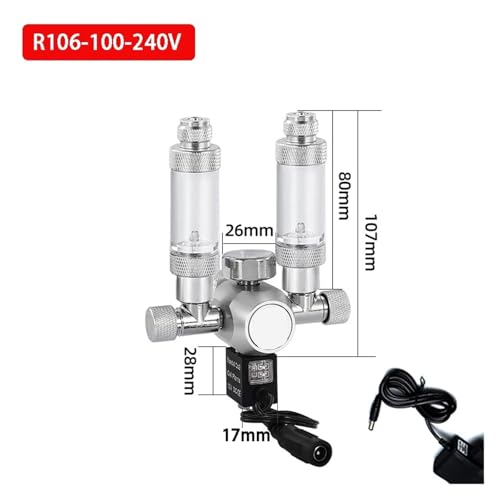 DIY Aquarium CO2-Regler Magnetventil Kit Rückschlagventil CO2-Steuerungssystem Zylinder Reduzierventil(R106-100-240V) von YVAAASIYC