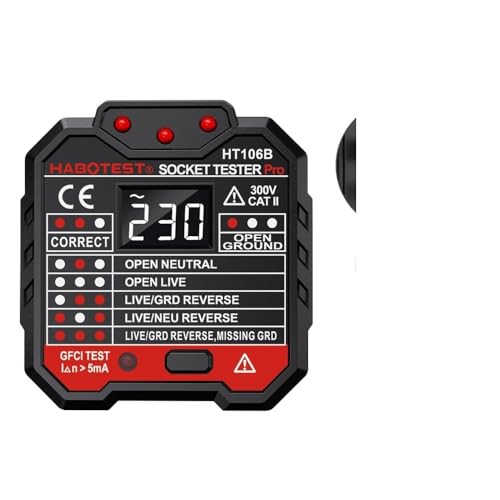 Digitaler Steckdosentester Pro Spannung 30mA RCD Test Smart Detector EU US Ground Zero Line Polarität Phasenprüfung(HT106D EU Plug) von YVAAASIYC