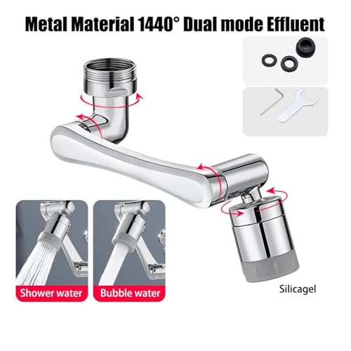 Edelstahl Universal 1080 ° Schwenk Roboterarm Schwenkbare Verlängerung Wasserhahn Belüfter Küche Spüle Extender 2Wasser Fluss Modus(Style2) von YVAAASIYC